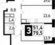 3-комнатная квартира площадью 80 кв.м, Новотушинская ул. | цена 6 575 000 руб. | www.metrprice.ru