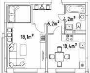 1-комнатная квартира площадью 38.9 кв.м, Строителей, корп.5 | цена 1 711 600 руб. | www.metrprice.ru