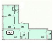 3-комнатная квартира площадью 78.7 кв.м, бульвар Космонавтов, 8 | цена 6 572 955 руб. | www.metrprice.ru