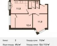 2-комнатная квартира площадью 49.6 кв.м, Ивановская улица, 1А | цена 4 067 200 руб. | www.metrprice.ru