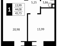 1-комнатная квартира площадью 45.7 кв.м, Клубная, 13 | цена 4 338 758 руб. | www.metrprice.ru