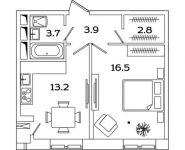 1-комнатная квартира площадью 40.1 кв.м, Рязанский проспект, д.влд 2 | цена 6 901 570 руб. | www.metrprice.ru