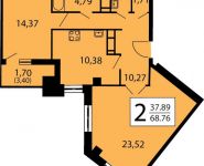 2-комнатная квартира площадью 68.76 кв.м, ул Краснобогатырская, д.28 | цена 13 296 885 руб. | www.metrprice.ru