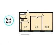 2-комнатная квартира площадью 59 кв.м, Ставропольский проезд, д. 17 | цена 8 700 000 руб. | www.metrprice.ru