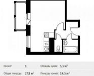 1-комнатная квартира площадью 27.8 кв.м, Фруктовая улица, 1 | цена 2 771 082 руб. | www.metrprice.ru