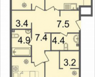 4-комнатная квартира площадью 115.1 кв.м, Серебрякова, 11-13, корп.3 | цена 16 332 690 руб. | www.metrprice.ru