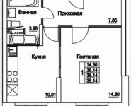 1-комнатная квартира площадью 36 кв.м, 2-я Муравская улица, 7с1 | цена 4 313 207 руб. | www.metrprice.ru