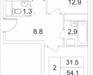 2-комнатная квартира площадью 54.3 кв.м, Транспортный проезд, 15 | цена 5 008 285 руб. | www.metrprice.ru