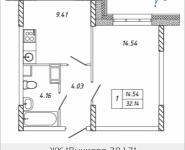 1-комнатная квартира площадью 32.14 кв.м, Омская, 18 | цена 3 770 022 руб. | www.metrprice.ru