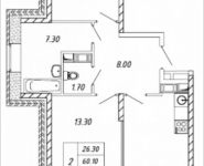 2-комнатная квартира площадью 61.6 кв.м, Дружбы, 1, корп.2 | цена 5 852 000 руб. | www.metrprice.ru