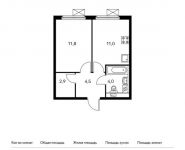 1-комнатная квартира площадью 34.2 кв.м,  | цена 3 351 600 руб. | www.metrprice.ru