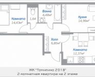 2-комнатная квартира площадью 56.12 кв.м, Новорязанское шоссе, 15, корп.15 | цена 3 808 583 руб. | www.metrprice.ru