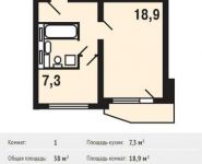 1-комнатная квартира площадью 38 кв.м, улица Недорубова, 25 | цена 4 471 000 руб. | www.metrprice.ru