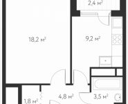 1-комнатная квартира площадью 38.7 кв.м, Абрамцевская, влд.10, корп.1 | цена 6 784 110 руб. | www.metrprice.ru