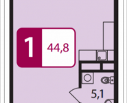 1-комнатная квартира площадью 44.8 кв.м в ЖК "Звезда Томилино", Гаршина, 3 | цена 2 850 000 руб. | www.metrprice.ru