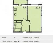 1-комнатная квартира площадью 45 кв.м,  | цена 3 110 000 руб. | www.metrprice.ru