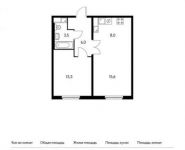 2-комнатная квартира площадью 46.2 кв.м, Ленинский проспект, 20 | цена 7 974 120 руб. | www.metrprice.ru