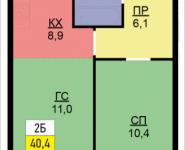 2-комнатная квартира площадью 40.4 кв.м, Бачуринская, корп.3 | цена 4 797 500 руб. | www.metrprice.ru