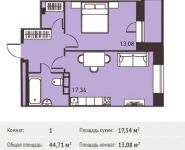 1-комнатная квартира площадью 44.71 кв.м,  | цена 4 145 109 руб. | www.metrprice.ru