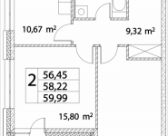 2-комнатная квартира площадью 58.22 кв.м, Лазоревый пр., 3, корп.7 | цена 13 074 756 руб. | www.metrprice.ru