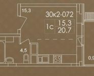 1-комнатная квартира площадью 20.7 кв.м в ЖК "Пятницкие Кварталы", Пятницкие Кварталы мкр | цена 2 027 358 руб. | www.metrprice.ru