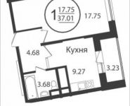 1-комнатная квартира площадью 37.01 кв.м, Колпакова, 44, корп.24 | цена 3 836 050 руб. | www.metrprice.ru
