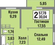 2-комнатная квартира площадью 58 кв.м,  | цена 6 955 000 руб. | www.metrprice.ru