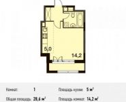 1-комнатная квартира площадью 28.6 кв.м, Олимпийский проспект, с10 | цена 3 264 690 руб. | www.metrprice.ru