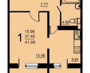 1-комнатная квартира площадью 41.88 кв.м, 5-й микрорайон, 18 | цена 2 347 583 руб. | www.metrprice.ru