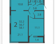 2-комнатная квартира площадью 57.96 кв.м, Производственная, 6, корп.5 | цена 7 069 497 руб. | www.metrprice.ru