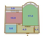 1-комнатная квартира площадью 39.2 кв.м, Юных Ленинцев ул., 47/3 | цена 7 100 000 руб. | www.metrprice.ru