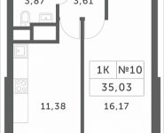 1-комнатная квартира площадью 35.03 кв.м, Мякининское шоссе | цена 3 110 664 руб. | www.metrprice.ru