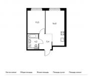 1-комнатная квартира площадью 36.6 кв.м,  | цена 5 610 780 руб. | www.metrprice.ru