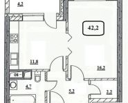 1-комнатная квартира площадью 42.2 кв.м, пр-кт Будённого, д. 51к4 | цена 8 017 448 руб. | www.metrprice.ru