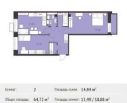 2-комнатная квартира площадью 64.72 кв.м, Калинина ул, 8 | цена 5 565 920 руб. | www.metrprice.ru