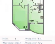 1-комнатная квартира площадью 44 кв.м, Гагарина пр-т, 14 | цена 4 108 932 руб. | www.metrprice.ru