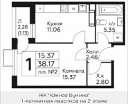 1-комнатная квартира площадью 38.17 кв.м, д.Столбово, уч.40/2, корп.5 | цена 2 913 611 руб. | www.metrprice.ru