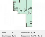 3-комнатная квартира площадью 80.2 кв.м, Новотушинская ул. | цена 6 648 436 руб. | www.metrprice.ru