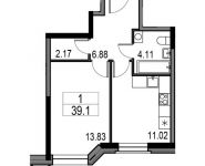 1-комнатная квартира площадью 39.1 кв.м, Мнёвники улица, д.5 | цена 6 869 870 руб. | www.metrprice.ru