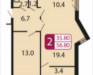 2-комнатная квартира площадью 56.8 кв.м, Ивановская, 7, корп.3Г | цена 4 316 800 руб. | www.metrprice.ru