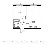 1-комнатная квартира площадью 44.8 кв.м, Саларьево д, Новая 2-я ул, 23с1 | цена 6 531 840 руб. | www.metrprice.ru