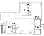 1-комнатная квартира площадью 37.8 кв.м, 2-я Муравская | цена 5 524 848 руб. | www.metrprice.ru