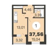 1-комнатная квартира площадью 37.56 кв.м, Цимлянская ул, 3к1 | цена 4 638 660 руб. | www.metrprice.ru