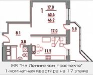 1-комнатная квартира площадью 46 кв.м, Ленинский пр-т, 16 | цена 4 527 600 руб. | www.metrprice.ru