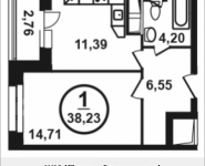 1-комнатная квартира площадью 38.23 кв.м, Петра Алексеева, 12а, корп.4 | цена 7 119 543 руб. | www.metrprice.ru