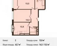 2-комнатная квартира площадью 62.7 кв.м, Ивановская ул., 1 | цена 4 890 600 руб. | www.metrprice.ru