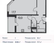 1-комнатная квартира площадью 42 кв.м, Гагарина пр-т, 14 | цена 3 471 660 руб. | www.metrprice.ru