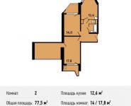 2-комнатная квартира площадью 77.5 кв.м, Вертолётчиков ул, 4к6 | цена 7 653 130 руб. | www.metrprice.ru