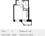 1-комнатная квартира площадью 23.4 кв.м, Софийская ул, 21 | цена 2 201 472 руб. | www.metrprice.ru