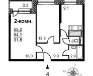 1-комнатная квартира площадью 45.61 кв.м, Калинина ул, 8 | цена 4 054 729 руб. | www.metrprice.ru